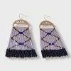 Mayana Beaded Handwoven Crisscross Fringe Earrings New