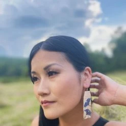 New Mayana Beaded Handwoven Gingko Leaf Earrings