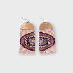 Mayana Beaded Handwoven Rainbow Fringe Earrings Purple New