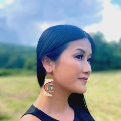 Mayana Beaded Handwoven Rainbow Fringe Earrings Purple New