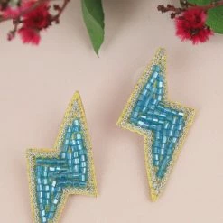 My Doris Blue Beaded Lightning Stud