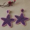 My Doris Purple Crystal Stars Earrings New