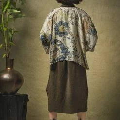 One Hundred Stars Dhurrie Taupe Kimono New