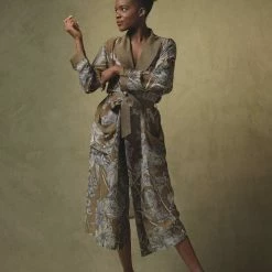 One Hundred Stars Gown KEW Etched Floral Khaki