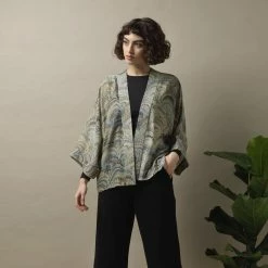 New One Hundred Stars Marbled Green Kimono