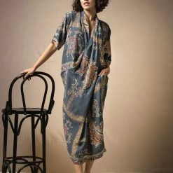 One Hundred Stars Rachel Dress Handkerchief Grey New