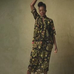 New One Hundred Stars Tudor Silk Black Rachel Dress