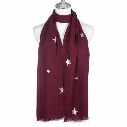 Park Lane Plum Scarf With Stars New