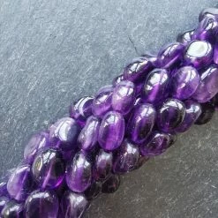 Precious Sparkle Amethyst African Oval Beads 15" Strand