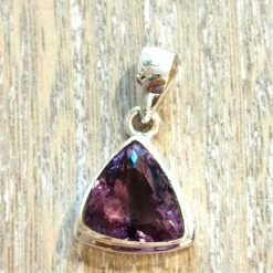 Precious Sparkle Amethyst Triangular Cut Stone Gemstone Sterling Silver Pendant