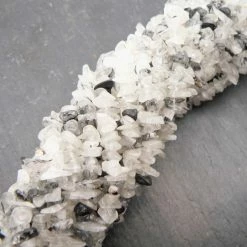 Precious Sparkle Black Rutile Quartz Chip Beads 35" Strand