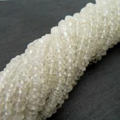Precious Sparkle Crystal Quartz Faceted 4mm Rondelle Beads 15" Strand