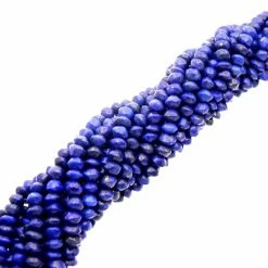 Precious Sparkle Lapis Lazuli Button Beads 15" Strand