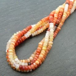 Precious Sparkle Mexican Fire Opal A Grade Faceted Rondelle Beads 14" Strand