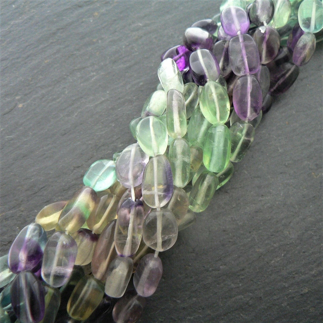 Top 10 ⭐ Precious Sparkle Multi Fluorite Plain Oval Beads 15" Strand 🎁 1 Precious Sparkle Multi Fluorite Plain Oval Beads 15" Strand