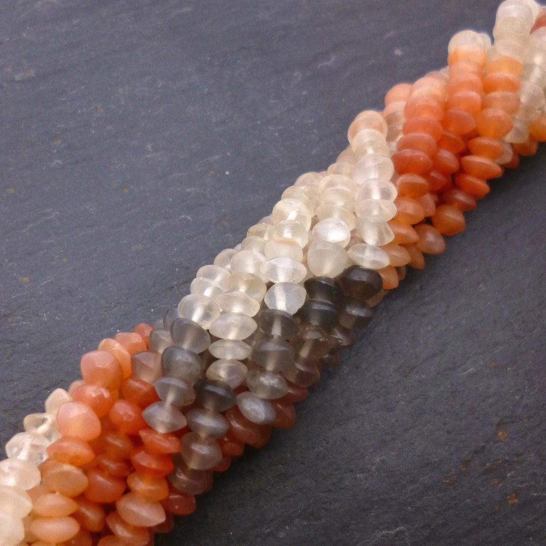 Cheapest 🔥 Precious Sparkle Multi Moonstone Button Beads 15" Strand 🌟 1 Precious Sparkle Multi Moonstone Button Beads 15" Strand