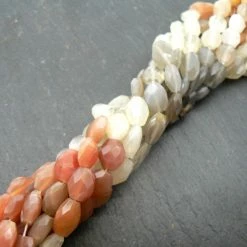 Precious Sparkle Multi Moonstone Faceted Oval Beads 15" Strand