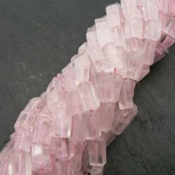 Precious Sparkle Rose Quartz Plain Rectangle Beads 15" Strand