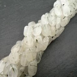 Precious Sparkle Rutile Quartz Plain Oval Beads 15" Strand