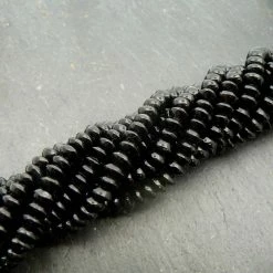 Precious Sparkle Black Onyx Button Beads 15" Strand