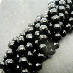 Precious Sparkle Black Onyx Faceted 8mm Round Beads 15" Strand