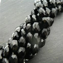 Precious Sparkle Black Onyx Faceted Oval Beads 15" Strand