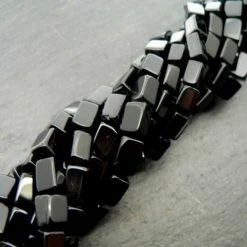 Precious Sparkle Black Onyx Plain Rectangle Beads 15" Strand