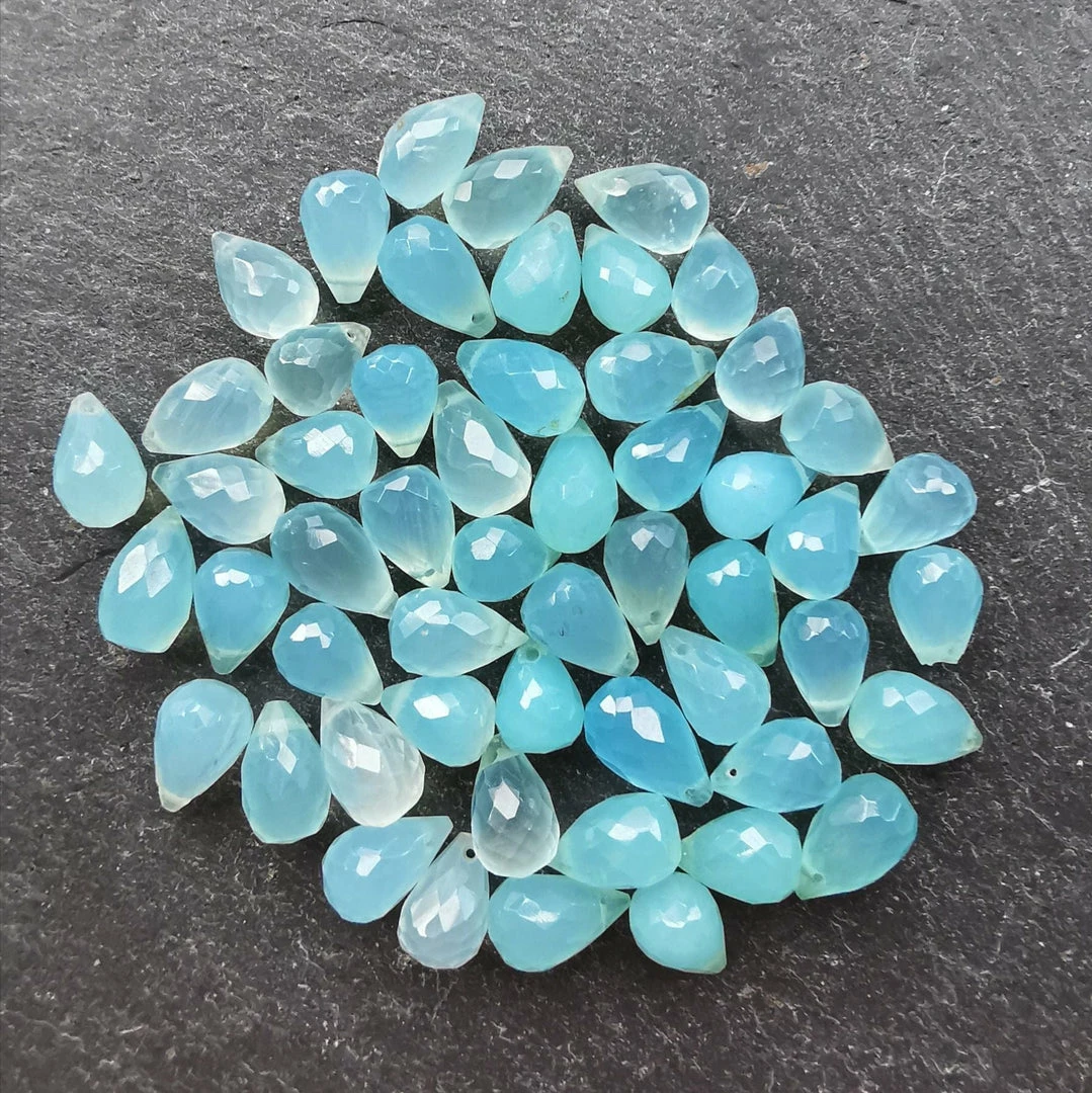 Top 10 🥰 Precious Sparkle Blue Chalcedony Faceted Drop Briolette Beads (Set Of 5) ❤️ 1 Precious Sparkle Blue Chalcedony Faceted Drop Briolette Beads (Set Of 5)