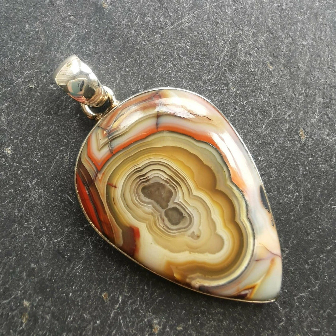 Flash Sale ✔️ Precious Sparkle Crazy Lace Agate Sterling Silver Teardrop Pendant 🔥 1 Precious Sparkle Crazy Lace Agate Sterling Silver Teardrop Pendant