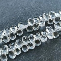 Precious Sparkle Crystal Quartz Faceted Pear 7x10mm Briolette Beads (set Of 5)