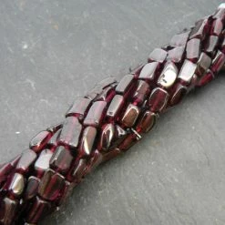Precious Sparkle Garnet Plain Rectangle Beads 15" Strand