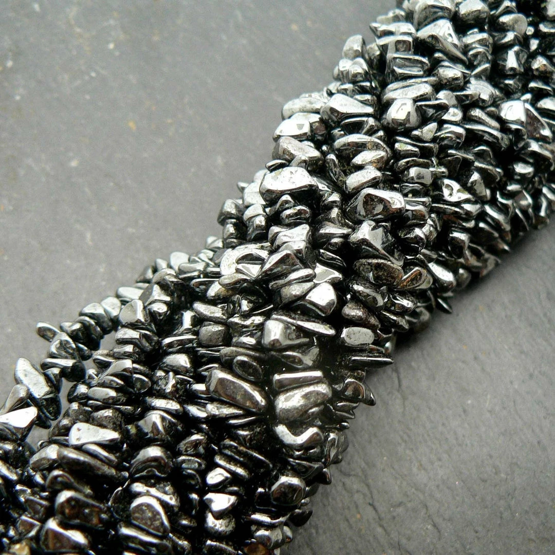 Coupon ๐งจ Precious Sparkle Hematite Chip Beads 35" Strand ๐ 1 Precious Sparkle Hematite Chip Beads 35" Strand