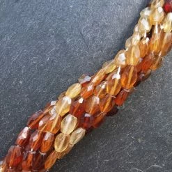 Precious Sparkle Hessonite Garnet Faceted Oval Beads 15" Strand