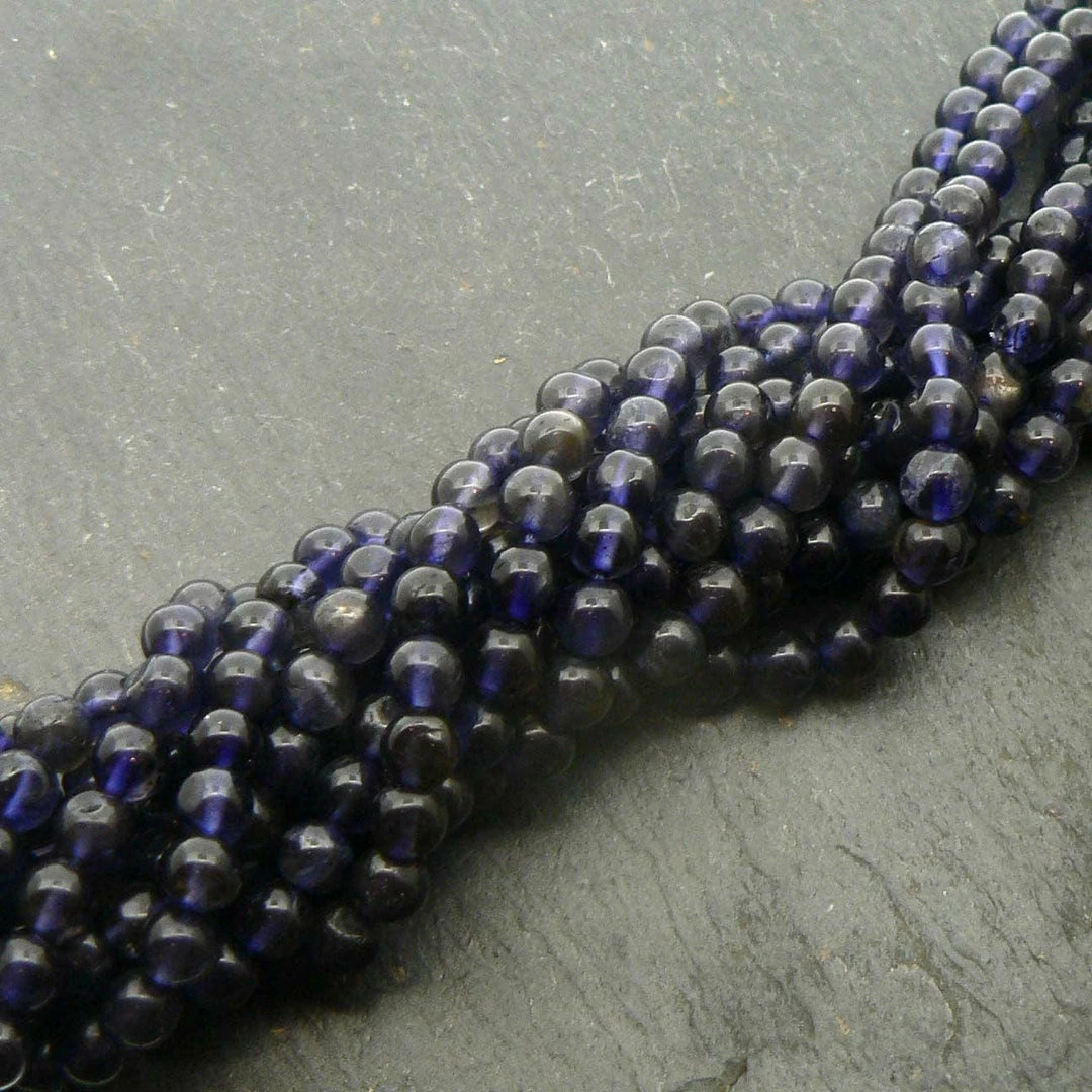Budget ๐ Precious Sparkle Iolite 4mm Round Beads 15" Strand ๐คฉ 1 Precious Sparkle Iolite 4mm Round Beads 15" Strand