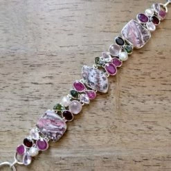 Precious Sparkle Jasper Multi Stone Sterling Silver Bracelet Jewellery
