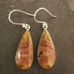 Precious Sparkle Ocean Jasper Teardrop Sterling Silver Earrings Jewellery