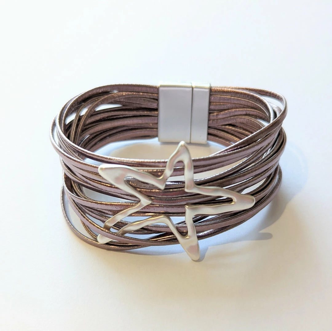 Cheapest 🤩 Precious Sparkle Silver Star Wrap Bracelet Dk Grey New ✔️ 1 Precious Sparkle Silver Star Wrap Bracelet Dk Grey New