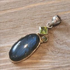 Precious Sparkle Jewellery Labradorite And Peridot Sterling Silver Pendant