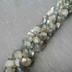 Precious Sparkle Labradorite Faceted Coin Beads 15" Strand