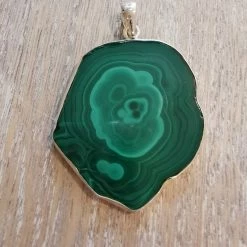 Precious Sparkle Malachite Freeform Gemstone Sterling Silver Pendant