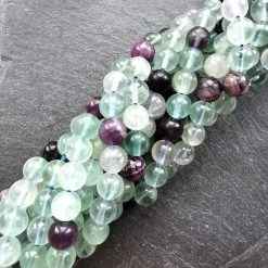 Precious Sparkle Multi Fluorite 8mm Round Beads 15" Strand