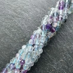 Precious Sparkle Multi Fluorite Blue Micro Cut Round Beads 13" Strand
