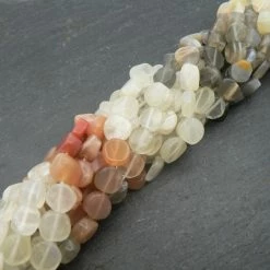 Precious Sparkle Multi Moonstone Coin Beads 15" Strand