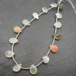 Precious Sparkle Multi Moonstone Faceted Pear Briolette Beads 7" Strand