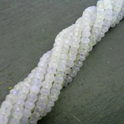 Precious Sparkle Natural Chalcedony 4mm Faceted Rondelle Beads 14" Strand