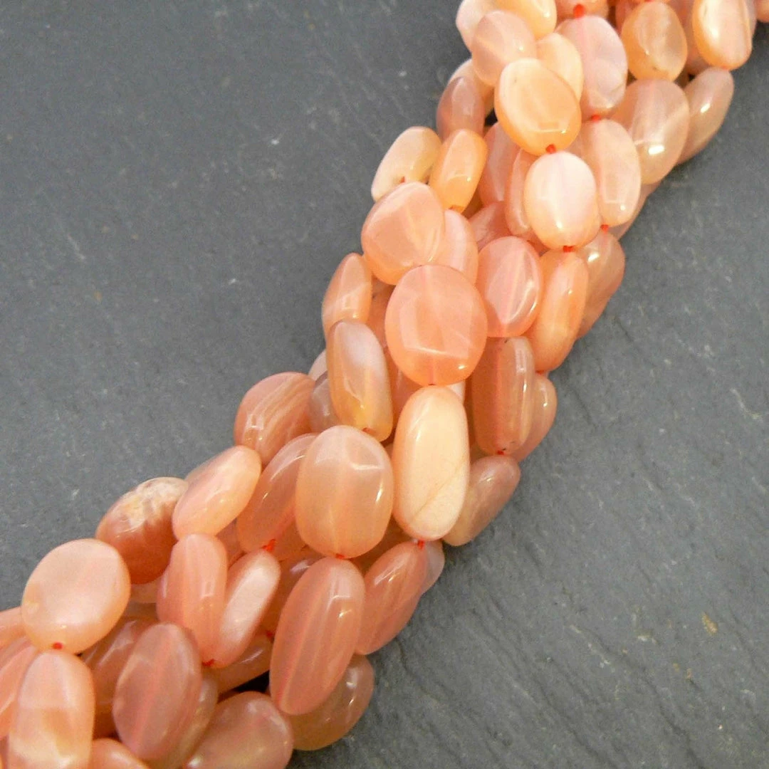 Deals ๐ Precious Sparkle Peach Moonstone Plain Oval Beads 15" Strand โ 1 Precious Sparkle Peach Moonstone Plain Oval Beads 15" Strand