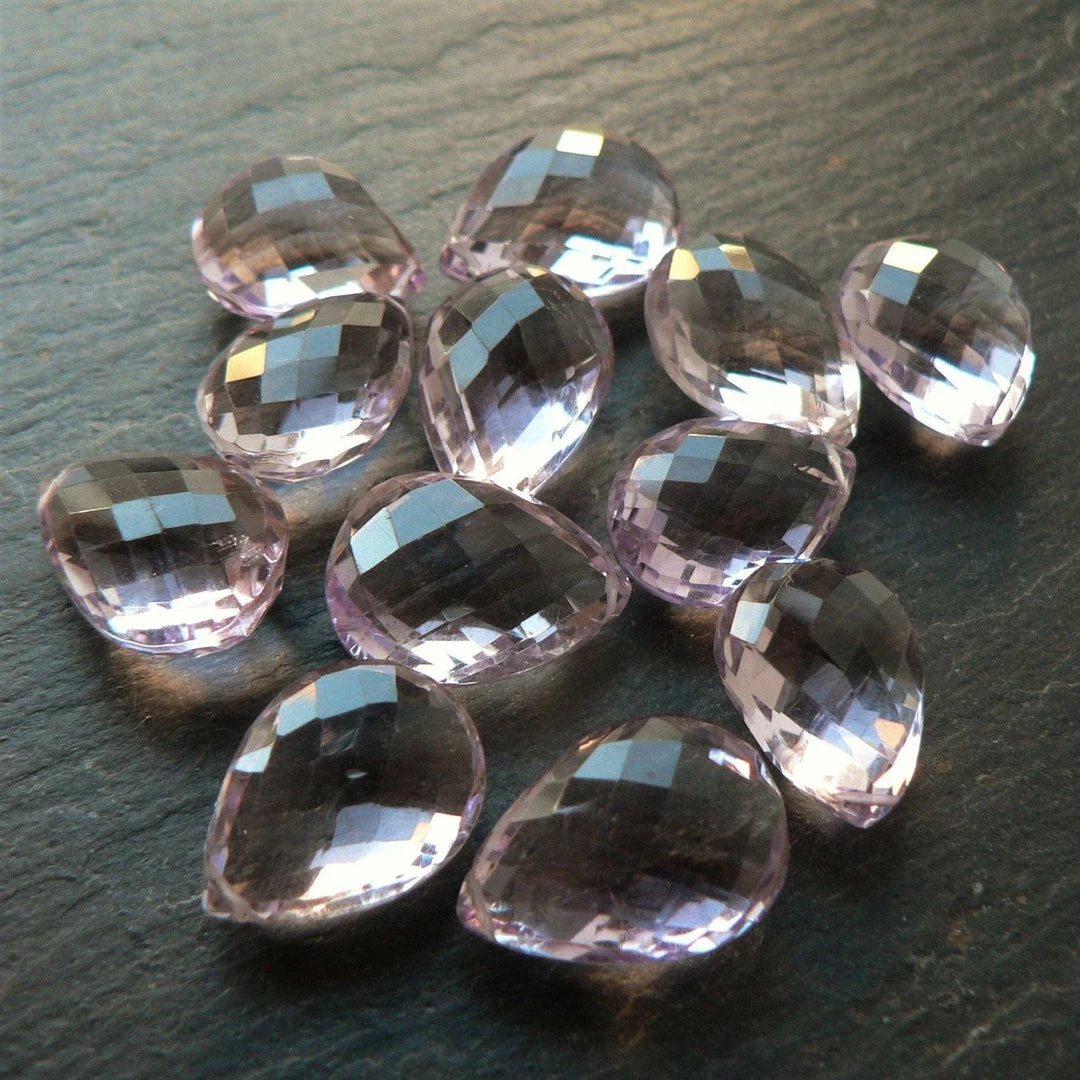 Discount 😉 Precious Sparkle Beads Pink Amethyst AAA Faceted Large Briolette Pear (each Bead) ✔️ 1 Precious Sparkle Beads Pink Amethyst AAA Faceted Large Briolette Pear (each Bead)