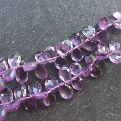 Precious Sparkle Pink Amethyst Faceted Pear Briolettes (Set Of 5)
