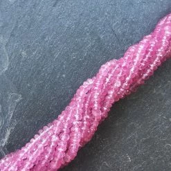 Precious Sparkle Pink Topaz 4mm Faceted Rondelle Beads 15" Strand