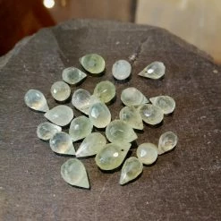 Precious Sparkle Prehnite Faceted Teardrop Briolette Beads (set Of 10 Briolettes)